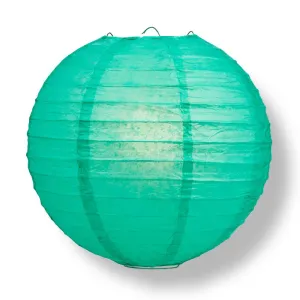 12" Teal Green Round Paper Lantern, Even Ribbing, Chinese Hanging Wedding & Party Decoration