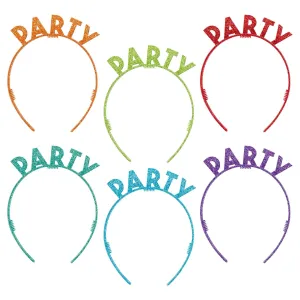 Birthday Celebration Glitter Plastic Headbands | 6 ct