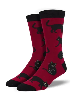 Black Cat Men's Bamboo Crew Socks