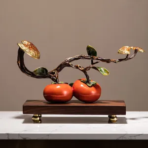 Everything Will Happen Just as You Wish「Shi Shi Ru Yi」- New Chinese Style Persimmon Ruyi Ornament Office Table Decor Business Gift