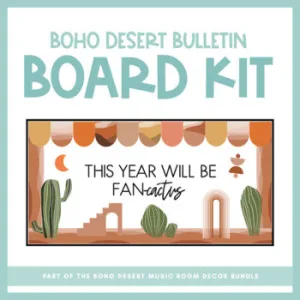 Fan-Cactus Bulletin Board Kit | Boho Desert Music Room Decor