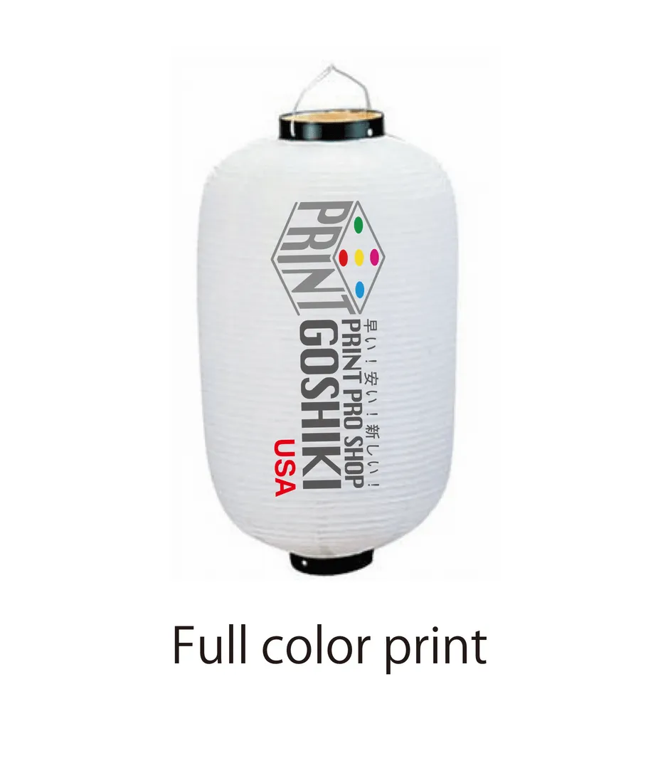 Japanese Paper Lantern (Chochin) - Long Rounded 12 (H61 x W34cm・H24.01 x13.38inch) Full Color Black & White Printing