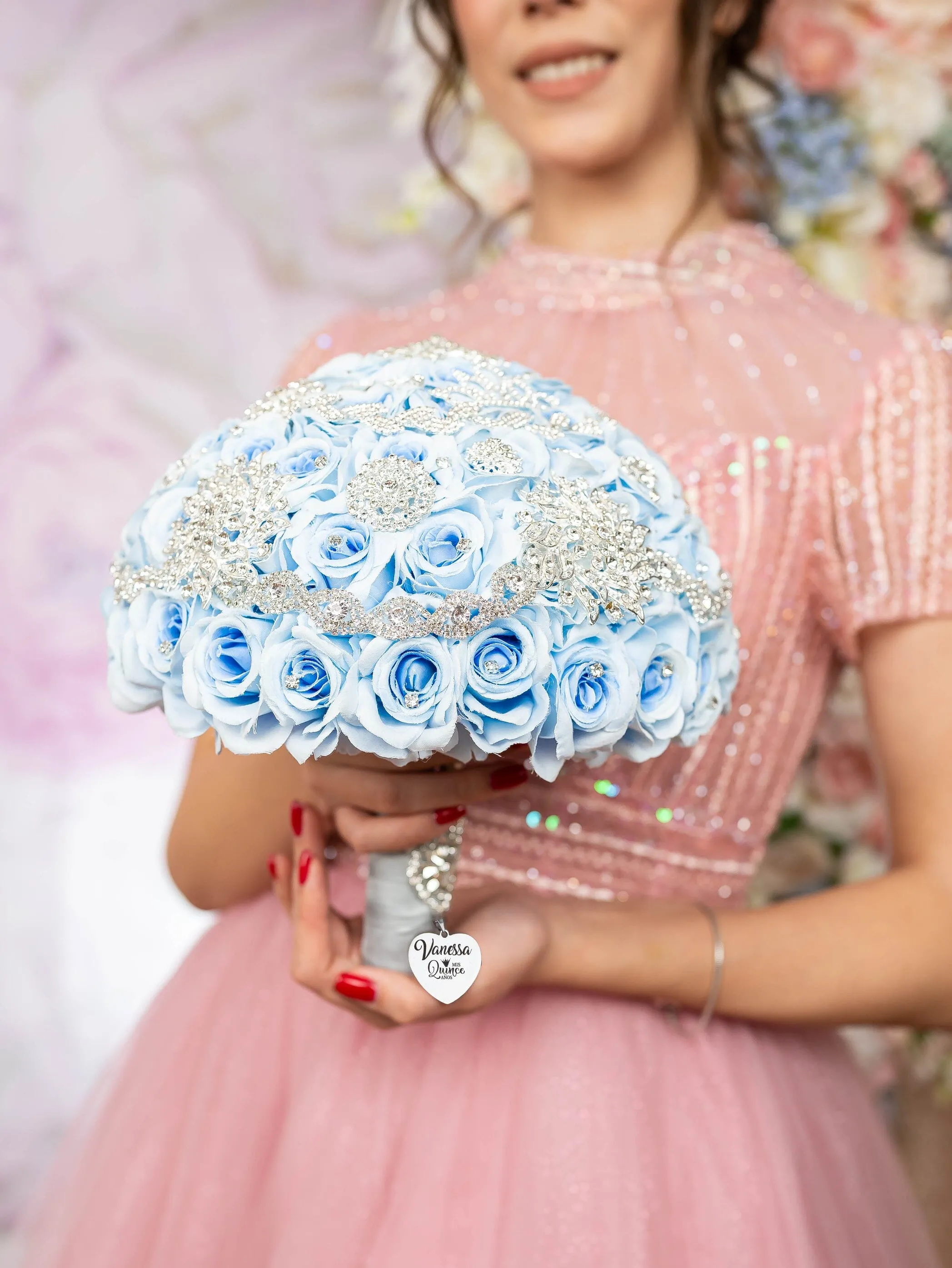 Light blue quinceanera pillows set