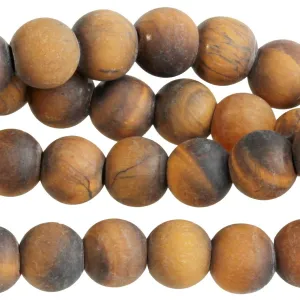 MATTE Tiger Eye 8mm Large Hole Round - 8-Inch