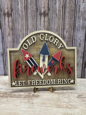 Old glory fireworks shelf sitter