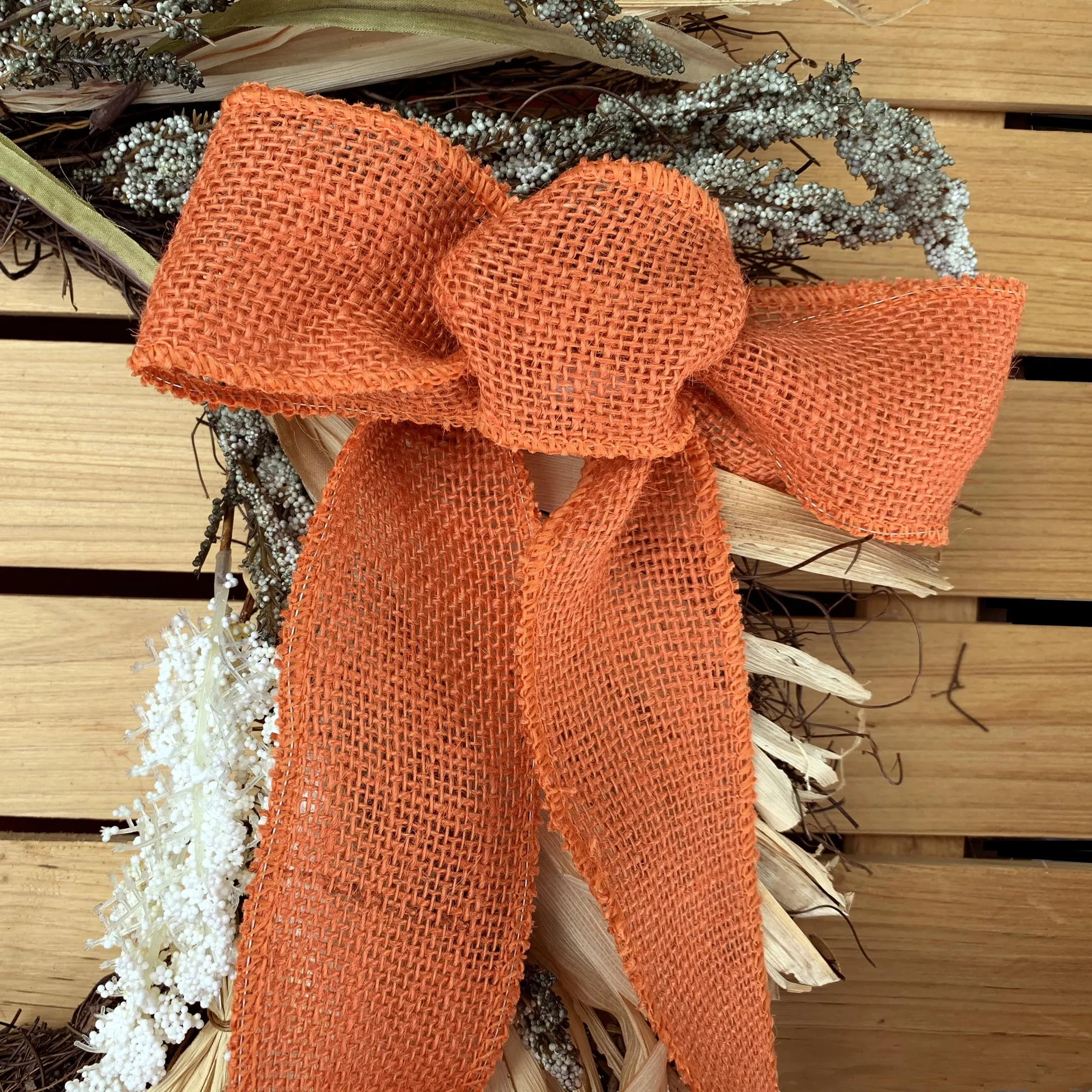 Orange Fabric Burlap Woven Ribbon - 2 1/2" x 10 Yards