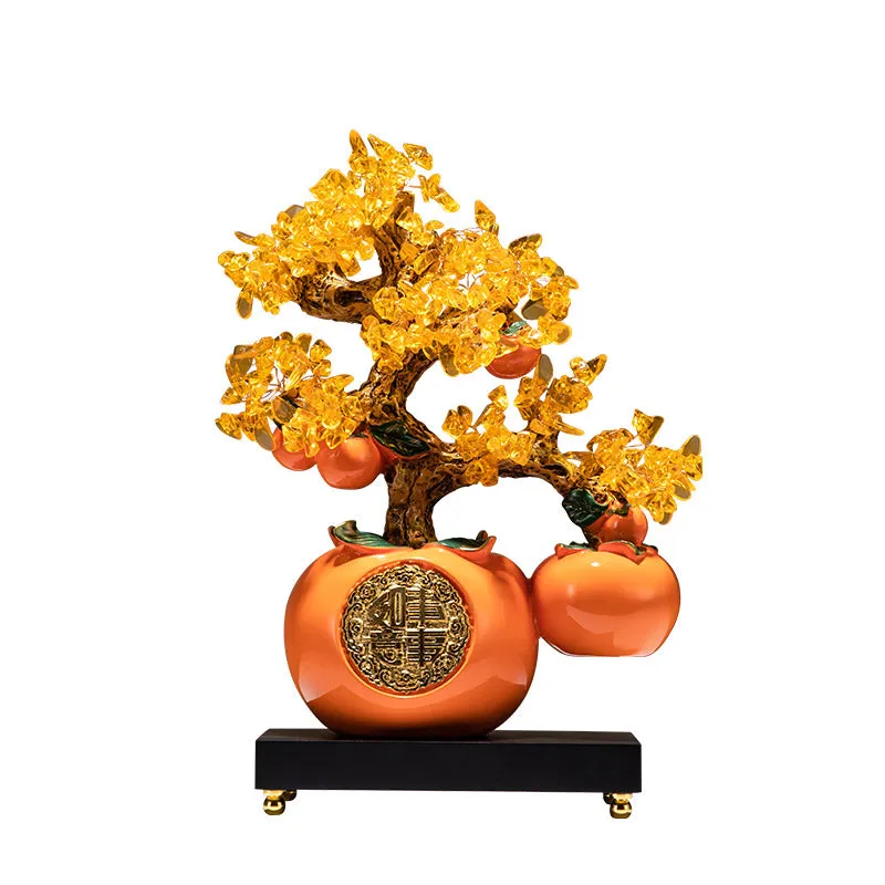 Persimmon「Shi Shi Ru Yi」Money Tree Fortune Tree Creative Chinese Decorative Ornaments for Office Business Gift