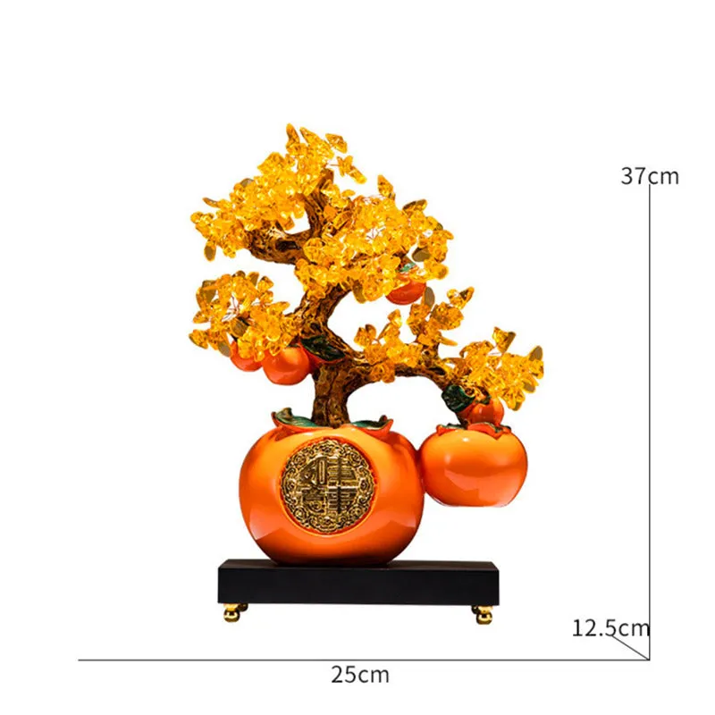 Persimmon「Shi Shi Ru Yi」Money Tree Fortune Tree Creative Chinese Decorative Ornaments for Office Business Gift