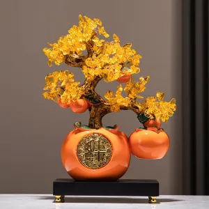 Persimmon「Shi Shi Ru Yi」Money Tree Fortune Tree Creative Chinese Decorative Ornaments for Office Business Gift