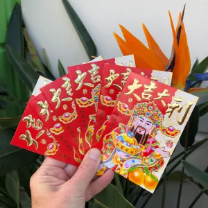 SALE - 6 PACK - Chinese New Year - God of Wealth - Red Money Envelopes (style 4)