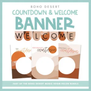 Welcome Banner & Countdown | Boho Desert Music Room Decor