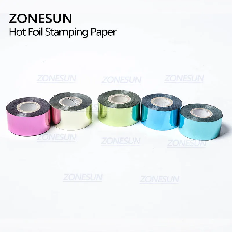 ZONESUN 5cm Gold Silver Red Rose Hot Stamping Foil Paper Transparent Color width/Roll Customized Size DTY Brass Mold Foil 120m