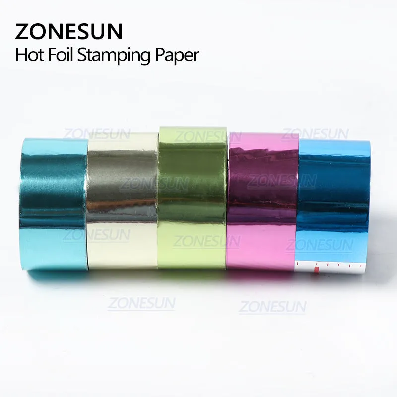 ZONESUN 5cm Gold Silver Red Rose Hot Stamping Foil Paper Transparent Color width/Roll Customized Size DTY Brass Mold Foil 120m